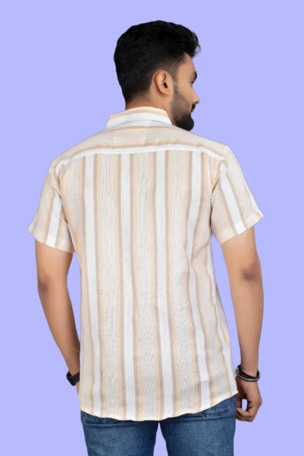 Orange_Cotton_Blend_Striped_Half_Sleeve_Shirt_For_Men