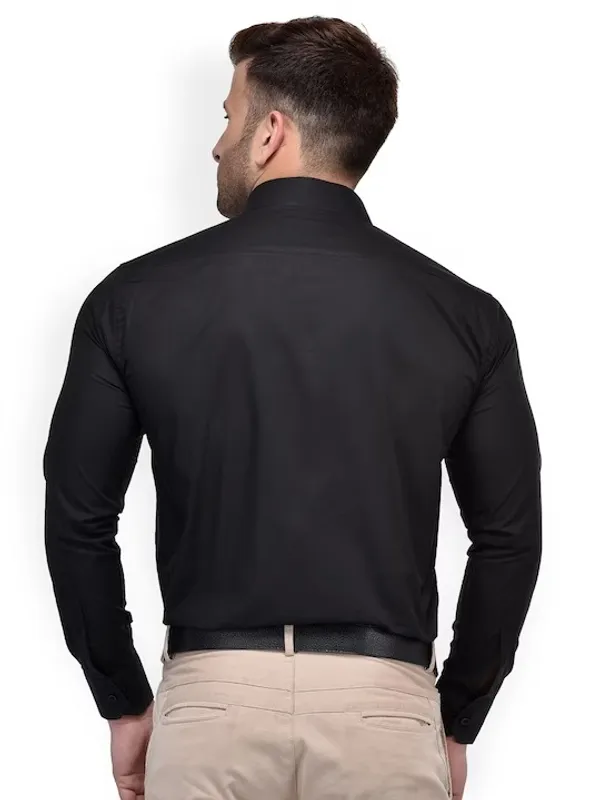 Black_Cotton_Blend_Solid_Full_Sleeve_Shirt_For_Men