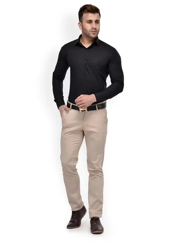 Black_Cotton_Blend_Solid_Full_Sleeve_Shirt_For_Men