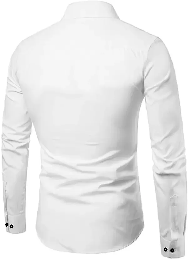 White_Cotton_Blend_Solid_Full_Sleeve_Shirt_For_Men