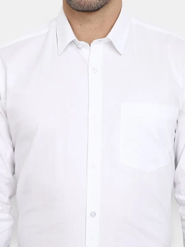 White_Cotton_Blend_Solid_Full_Sleeve_Shirt_For_Men