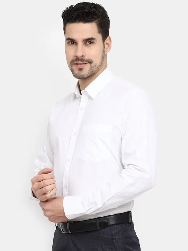 White_Cotton_Blend_Solid_Full_Sleeve_Shirt_For_Men