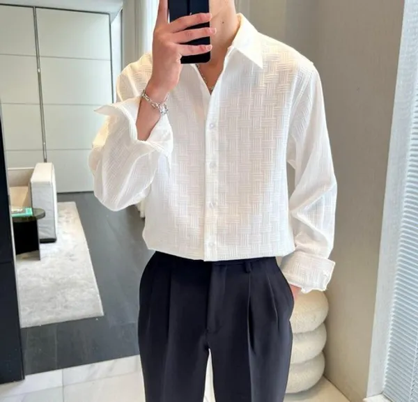 White_Cotton_Blend_Solid_Full_Sleeve_Shirt_For_Men