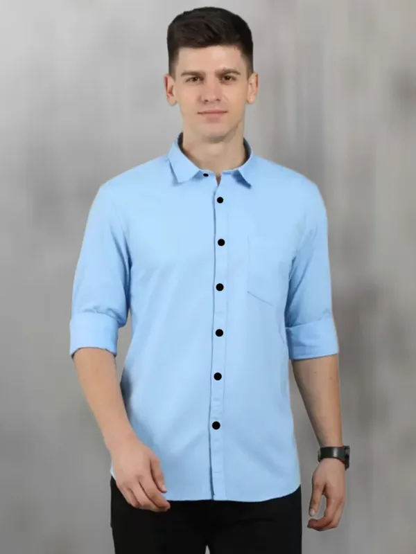 Light_Blue_Cotton_Blend_Solid_Full_Sleeve_Shirt_For_Men