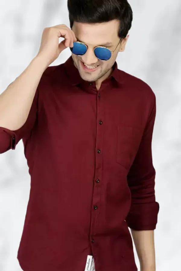 Maroon_Cotton_Blend_Solid_Full_Sleeve_Shirt_For_Men