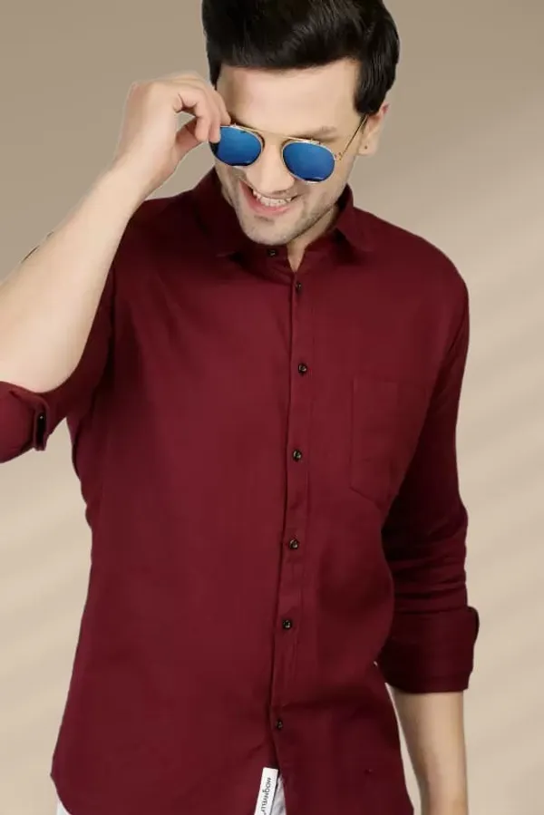 Maroon_Cotton_Blend_Solid_Full_Sleeve_Shirt_For_Men