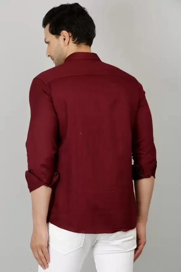 Maroon_Cotton_Blend_Solid_Full_Sleeve_Shirt_For_Men