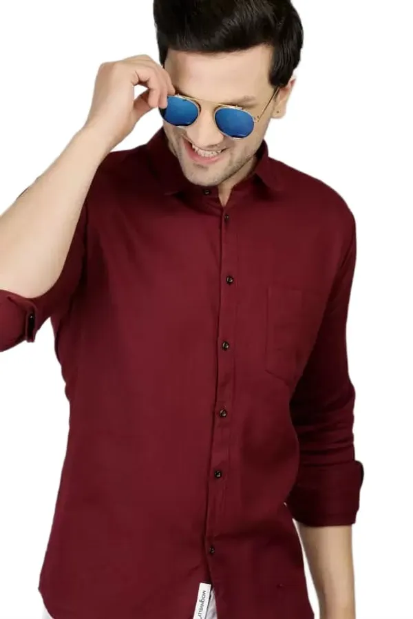 Maroon_Cotton_Blend_Solid_Full_Sleeve_Shirt_For_Men