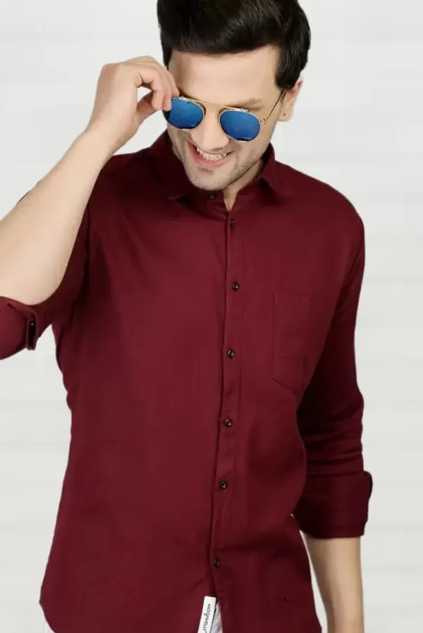Maroon_Cotton_Blend_Solid_Full_Sleeve_Shirt_For_Men