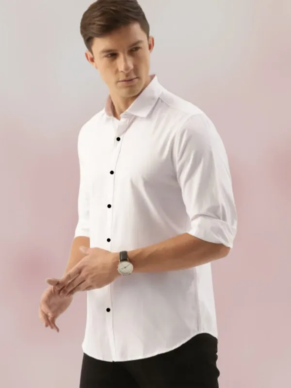 White_Cotton_Blend_Solid_Full_Sleeve_Shirt_For_Men