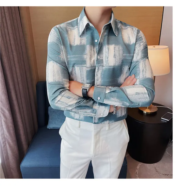 Dark_Green_Polycotton_Printed_Full_Sleeve_Shirt_For_Men