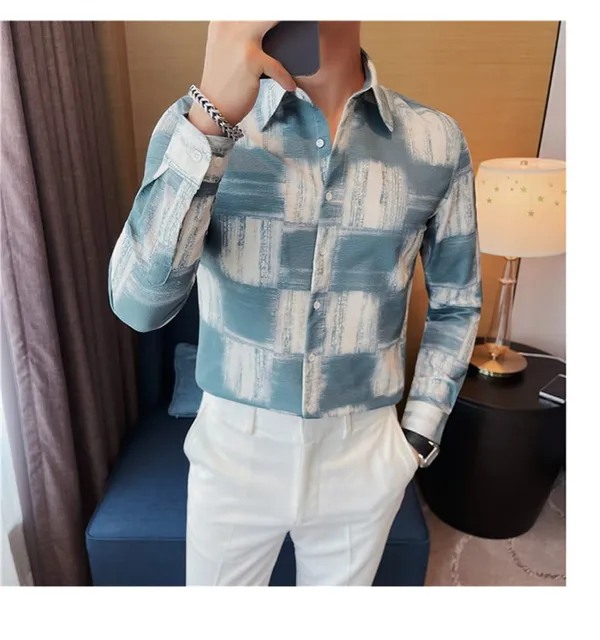 Dark_Green_Polycotton_Printed_Full_Sleeve_Shirt_For_Men