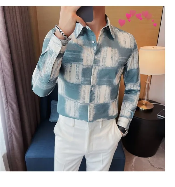 Dark_Green_Polycotton_Printed_Full_Sleeve_Shirt_For_Men