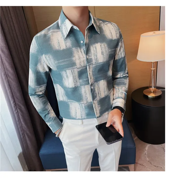 Dark_Green_Polycotton_Printed_Full_Sleeve_Shirt_For_Men