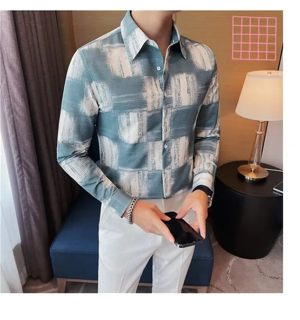 Dark_Green_Polycotton_Printed_Full_Sleeve_Shirt_For_Men