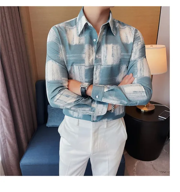 Dark_Green_Polycotton_Printed_Full_Sleeve_Shirt_For_Men