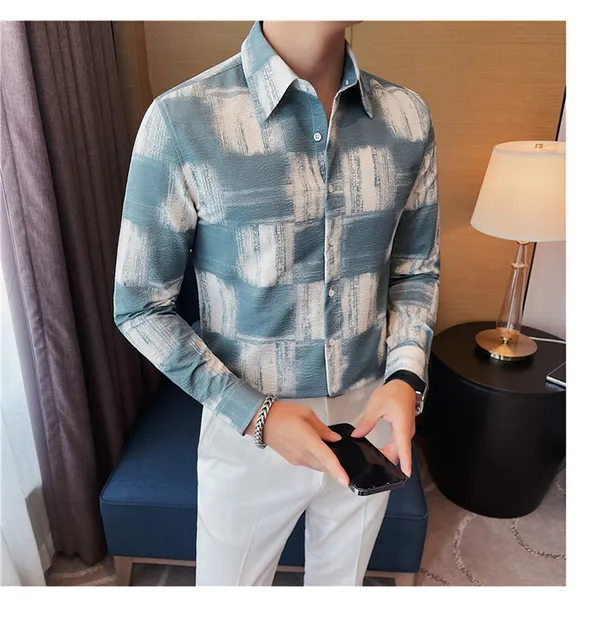Dark_Green_Polycotton_Printed_Full_Sleeve_Shirt_For_Men