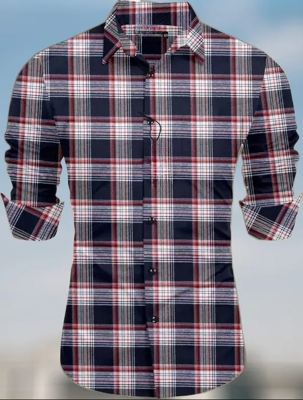 White_Cotton_Linen_Checkered_Full_Sleeve_Shirt_For_Men
