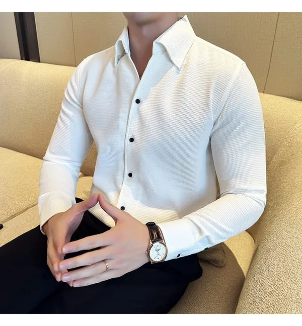 White_Cotton_Blend_Solid_Full_Sleeve_Shirt_For_Men