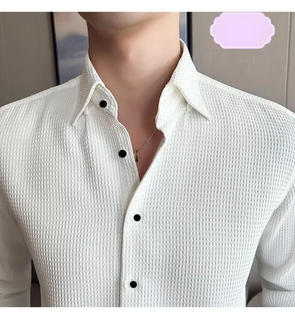 White_Cotton_Blend_Solid_Full_Sleeve_Shirt_For_Men