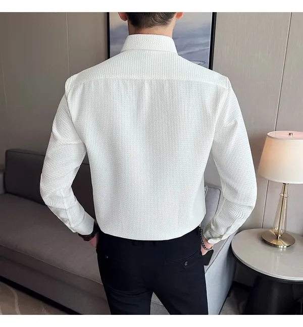 White_Cotton_Blend_Solid_Full_Sleeve_Shirt_For_Men