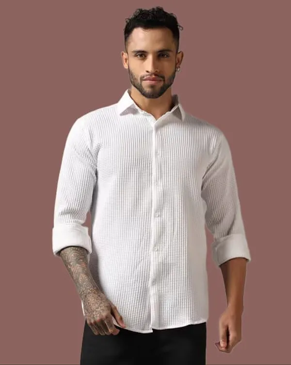 White_Polycotton_Solid_Full_Sleeve_Shirt_For_Men