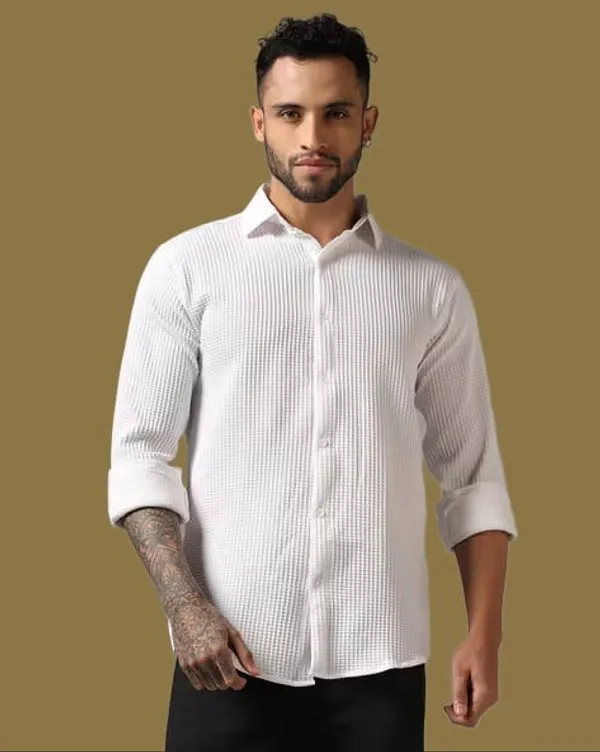 White_Polycotton_Solid_Full_Sleeve_Shirt_For_Men