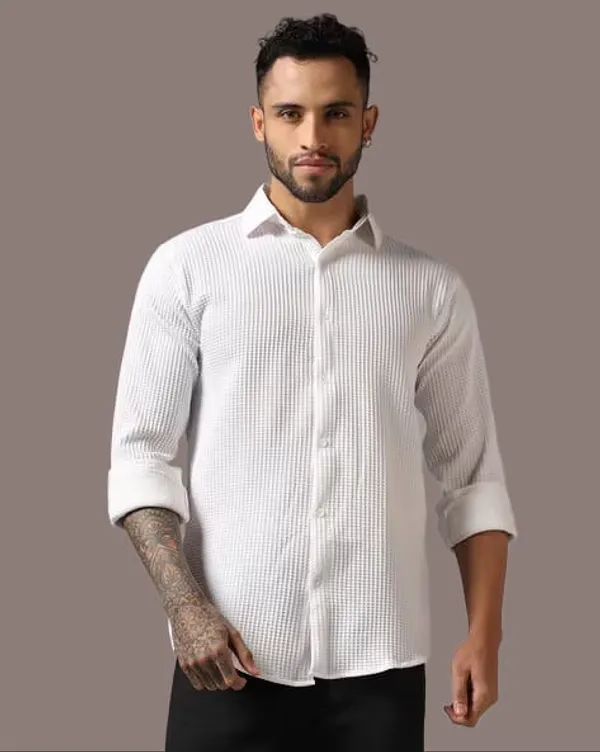 White_Polycotton_Solid_Full_Sleeve_Shirt_For_Men