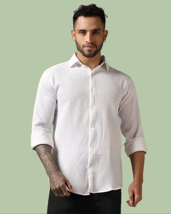 White_Polycotton_Solid_Full_Sleeve_Shirt_For_Men