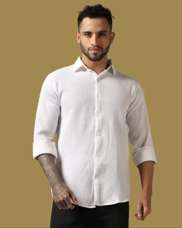 White_Polycotton_Solid_Full_Sleeve_Shirt_For_Men