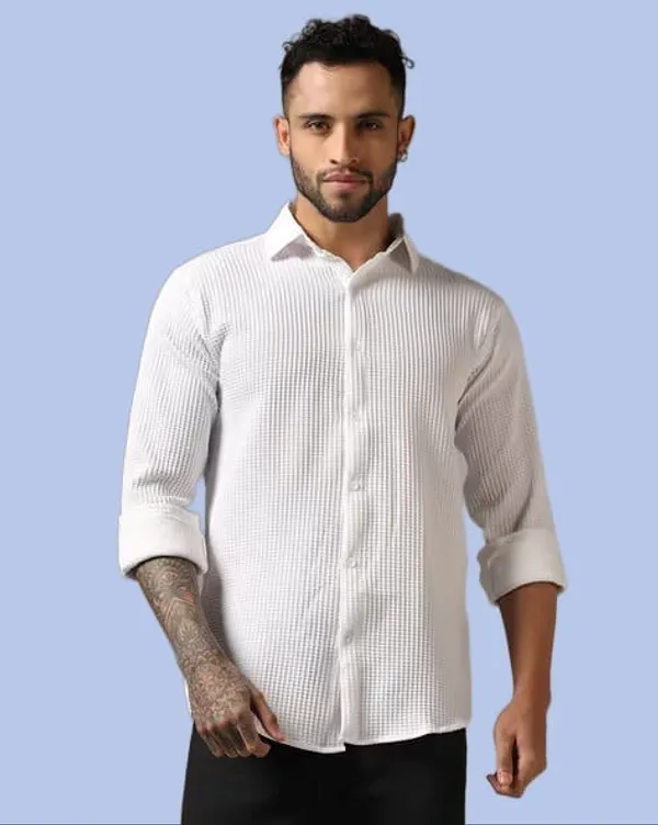 White_Polycotton_Solid_Full_Sleeve_Shirt_For_Men