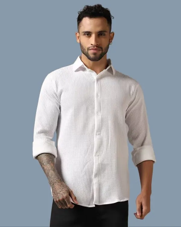 White_Polycotton_Solid_Full_Sleeve_Shirt_For_Men