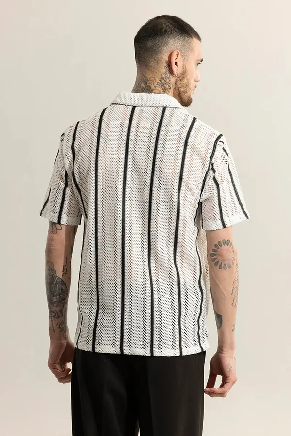 White_Polycotton_Striped_Half_Sleeve_Shirt_For_Men