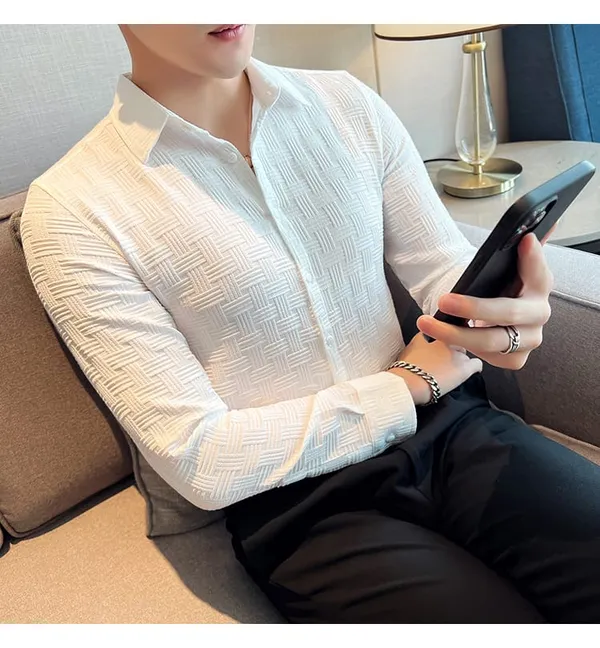 White_Polycotton_Solid_Full_Sleeve_Shirt_For_Men