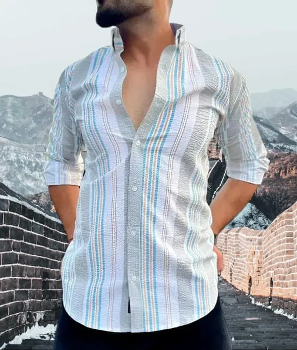 White_Polycotton_Printed_Full_Sleeve_Shirt_For_Men