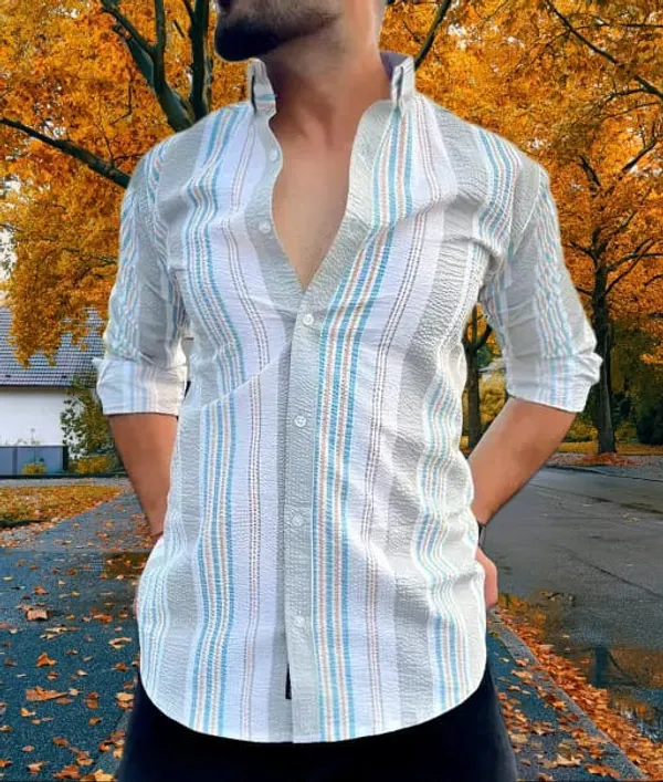 White_Polycotton_Printed_Full_Sleeve_Shirt_For_Men