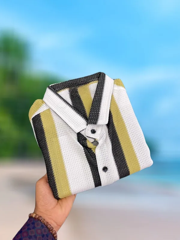 Yellow_Polycotton_Striped_Full_Sleeve_Shirt_For_Men