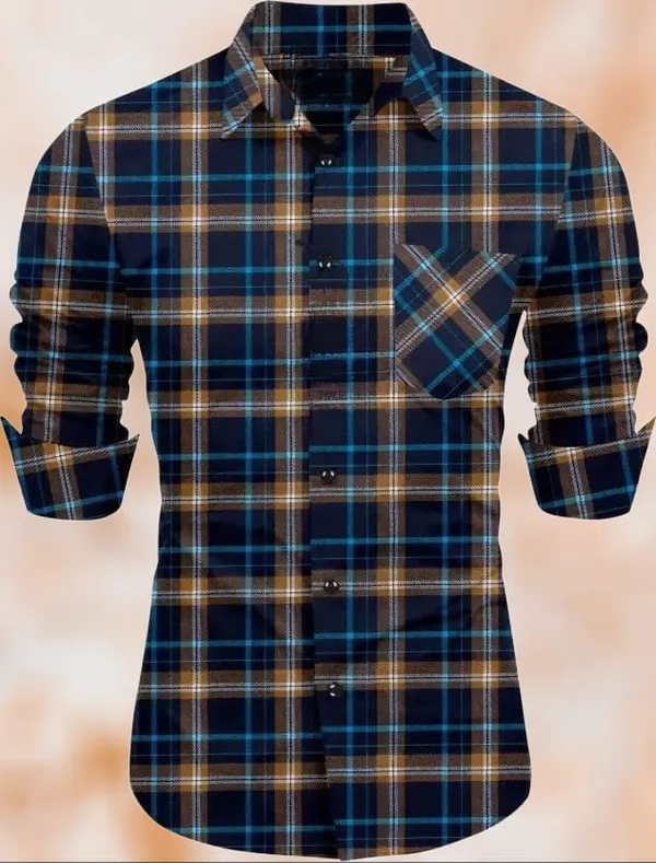 Multicolor_Polycotton_Checkered_Full_Sleeve_Shirt_For_Men