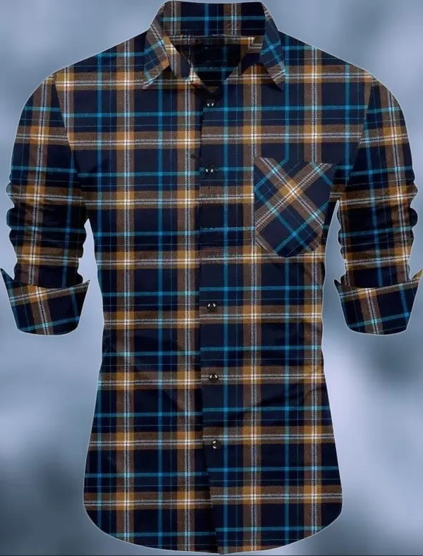 Multicolor_Polycotton_Checkered_Full_Sleeve_Shirt_For_Men