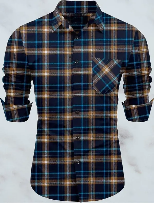 Multicolor_Polycotton_Checkered_Full_Sleeve_Shirt_For_Men