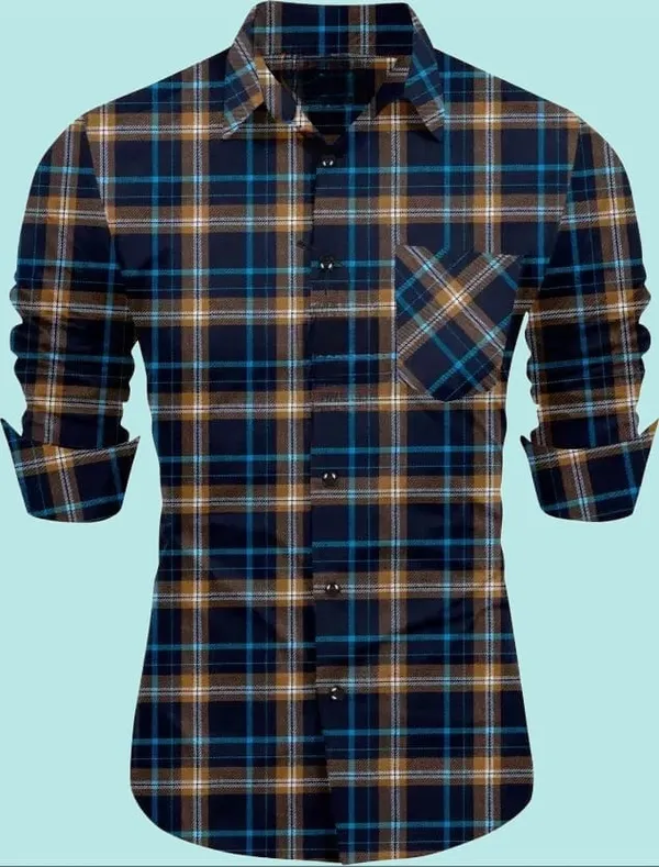 Multicolor_Polycotton_Checkered_Full_Sleeve_Shirt_For_Men