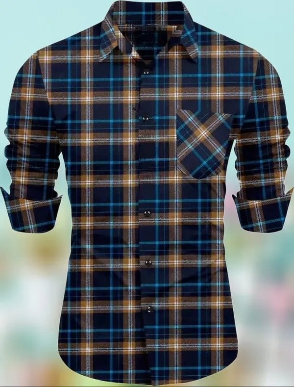 Multicolor_Polycotton_Checkered_Full_Sleeve_Shirt_For_Men