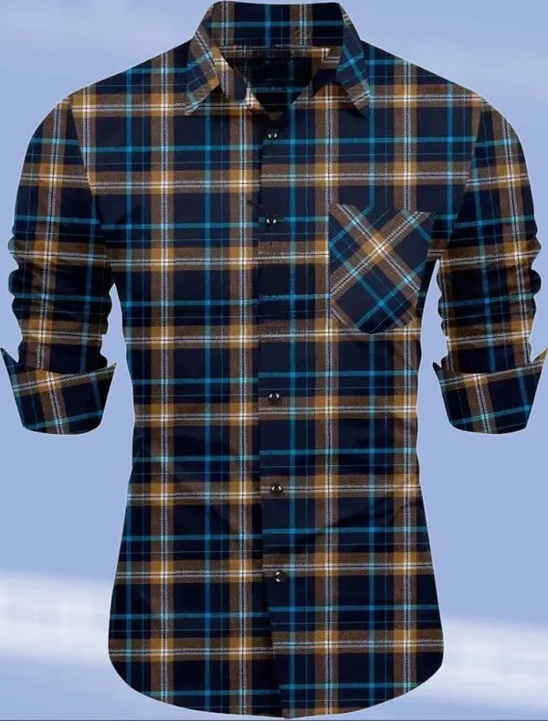 Multicolor_Polycotton_Checkered_Full_Sleeve_Shirt_For_Men
