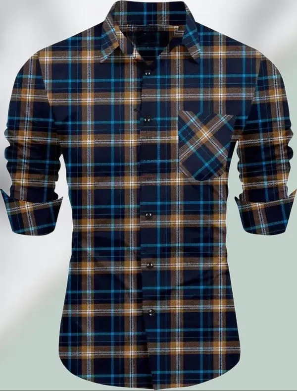 Multicolor_Polycotton_Checkered_Full_Sleeve_Shirt_For_Men