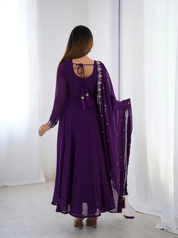 Purple_Pure_Soft_Fox_Georgette_Fully_Flair_Anarkali_With_Dupatta_Set_&_Pent