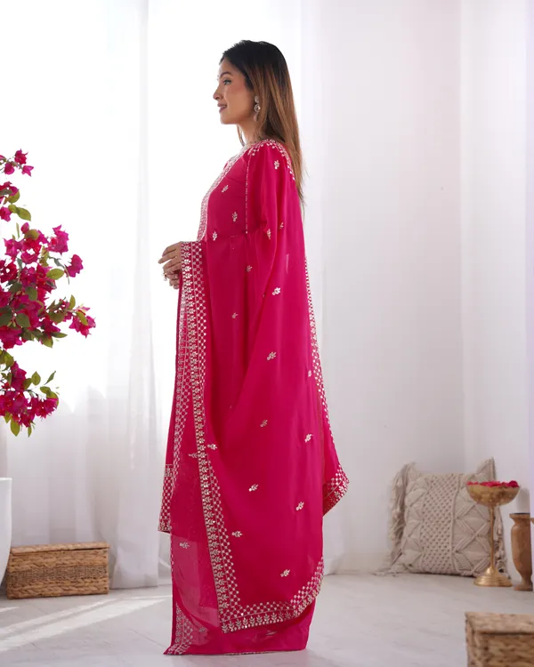 Pink_Pure_Chinon_Silk_Straight_Fit_Kurta_With_Dupatta_Set_&_Trousers