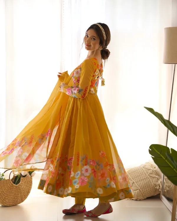 Yellow_Pure_Romansilk_Chanderi_Fully_Flair_Anarkali_With_Dupatta_Set_&_Pent