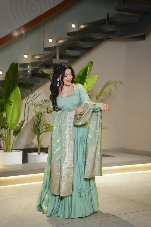 Pista_Pure_Soft_Roman_Silk_Chanderi_Discharge_Print_Kedia_Style_Kurta_With_Dupatta_&_Palazzo