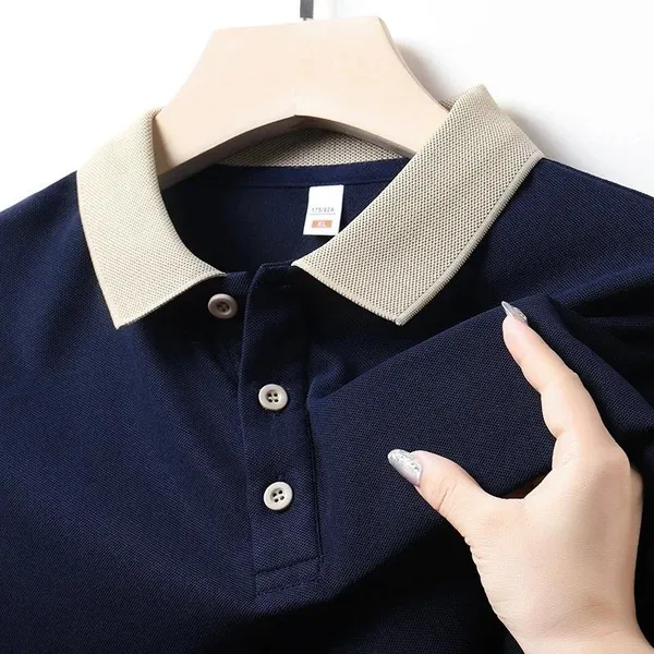 Navy_Blue_Half_Sleeve_Matty_Fabric_Polo_T-Shirt_|_For_Men