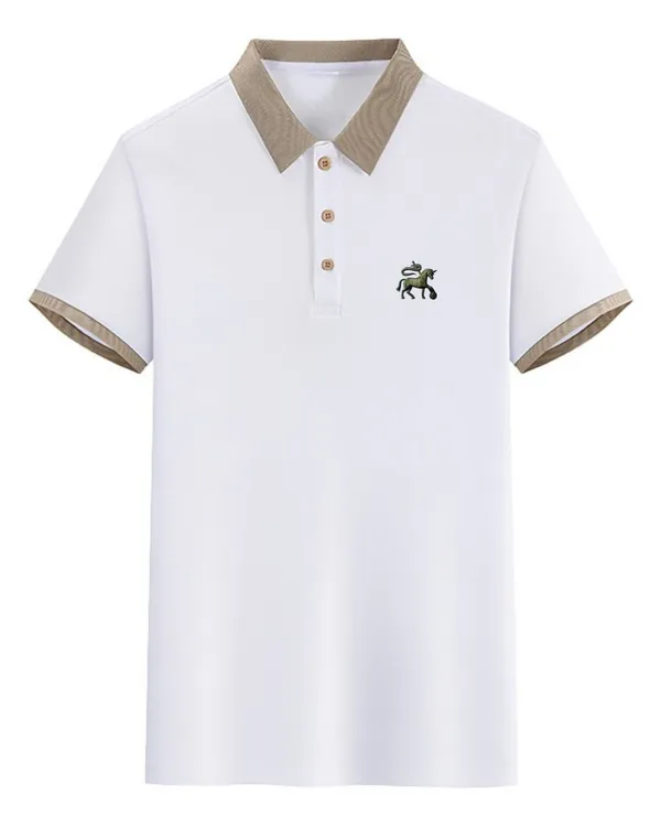White_Half_Sleeve_Matty_Fabric_Polo_T-Shirt_|_For_Men